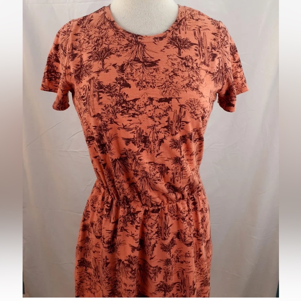 ๐ธ3/$25 Old Navy Slub-Knit Coral Cactus Print Relaxed Fit T-Shirt Dress, Size S - Picture 3 of 16
